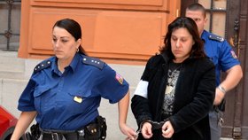 Eskorta vede Janíčkovou k vyhlášení rozsudku