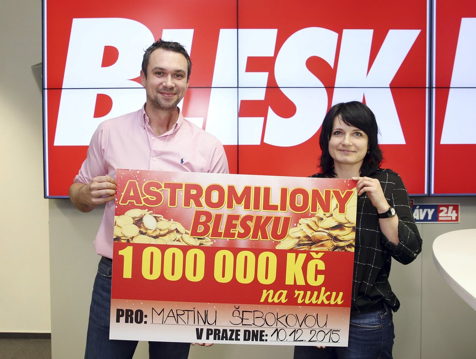 Prosincová radost. Martina Šeböková a symbolický šek na milion!