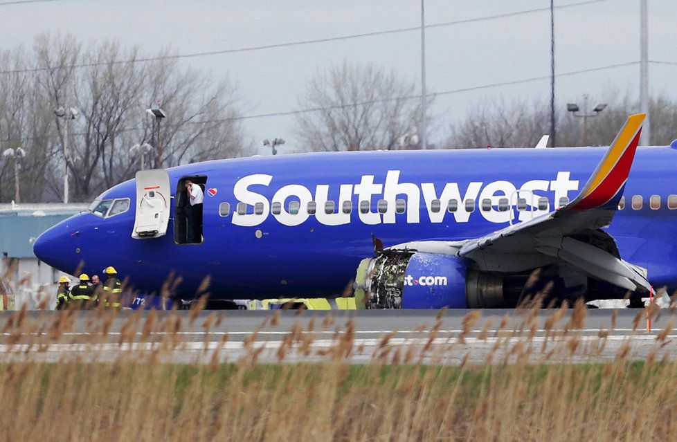 Letadlo společnosti Southwest Airlines po nouzovém přistání