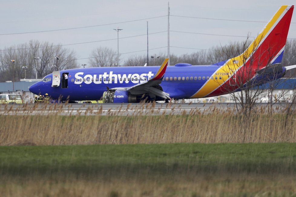 Letadlo společnosti Southwest Airlines po nouzovém přistání