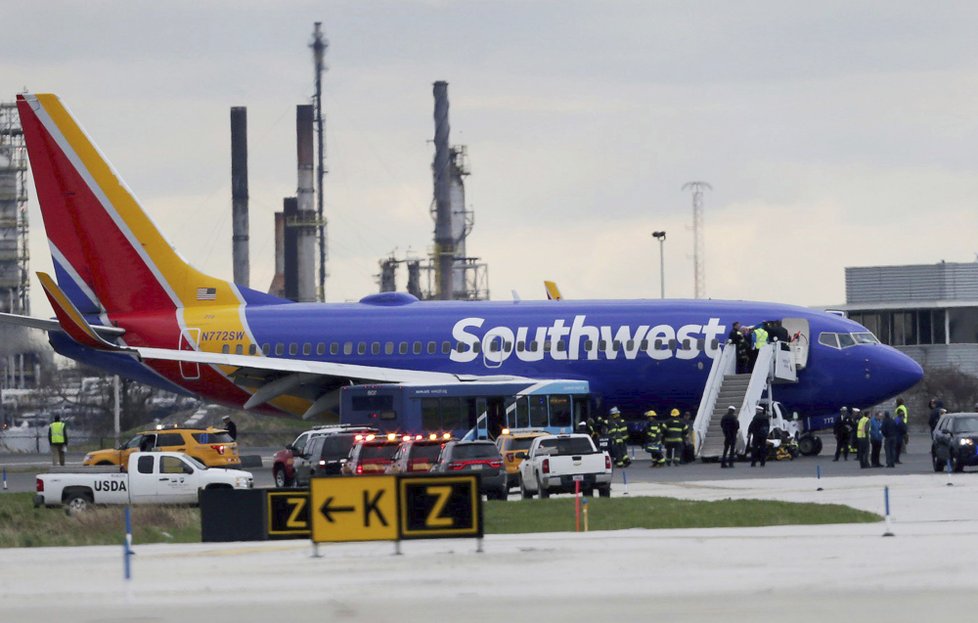 Letadlo společnosti Southwest Airlines po nouzovém přistání