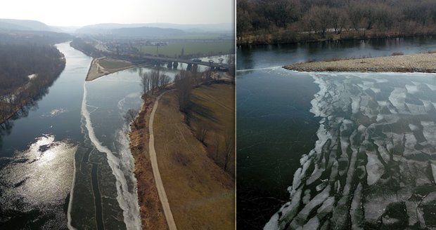 Nevídaná podívaná, ze které až „mrazí“: Pozdní zima zledovatěla soutok Berounky s Vltavou 