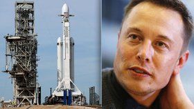 Společnost SpaceX Elona Muska v úterý testuje svoji nejsilnější raketu Falcon Heavy