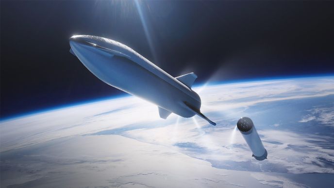 Vesmírná loď Starship vynášená raketou Falcon Heavy