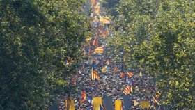 Statisíce Katalánců v Barceloně demonstrovaly za nezávislost.