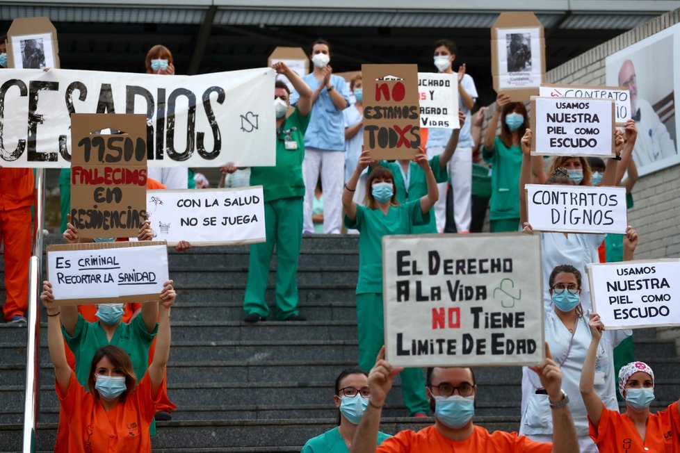 Koronavirus ve Španělsku: Zdravotníci protestují proti pracovnímu vytížení a podmínkám, které mají (15.6.2020).