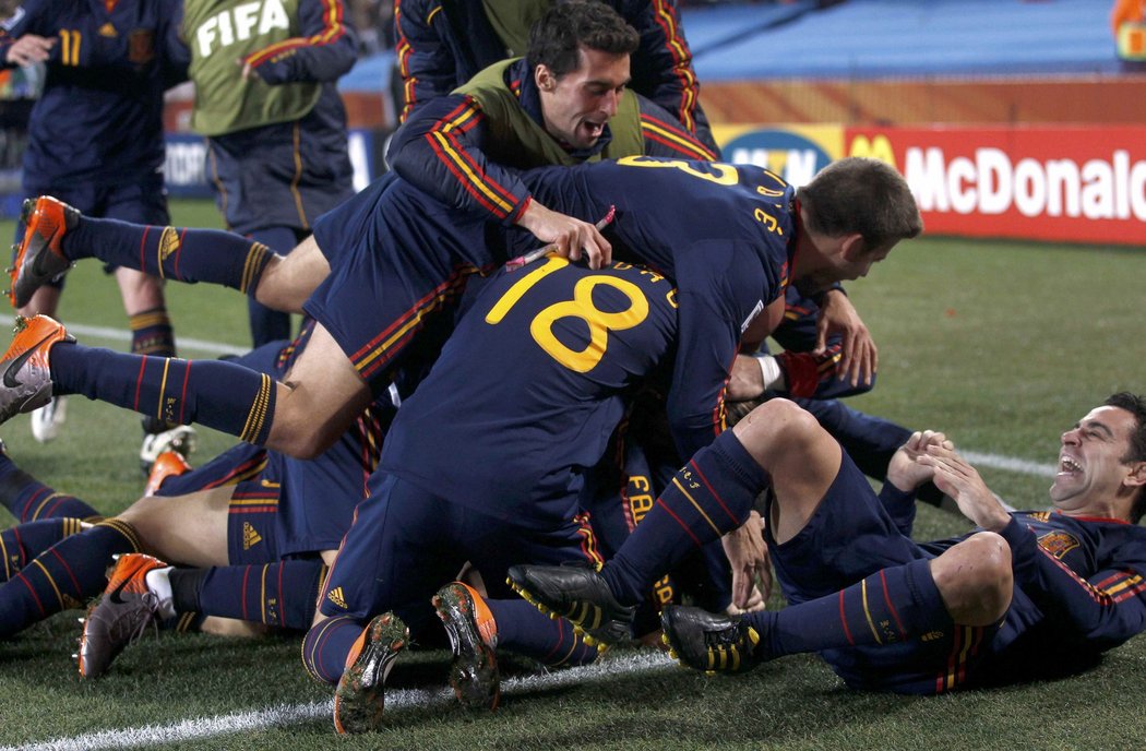 Nepopsatelná radost Španělů po postupu do semifinále.