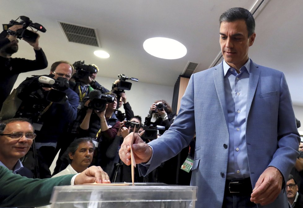 Parlamentní volby ve Španělsku, nasnímku premiér Sanchéz, (28.04.2019).