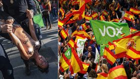 Tři polonahé aktivistky narušily akci španělské ultrapravice