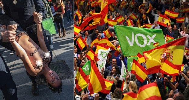 Prsa jako vzkaz. Polonahé aktivistky protestovaly proti španělské ultrapravici