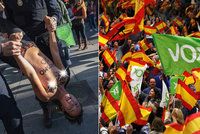 Prsa jako vzkaz. Polonahé aktivistky protestovaly proti španělské ultrapravici