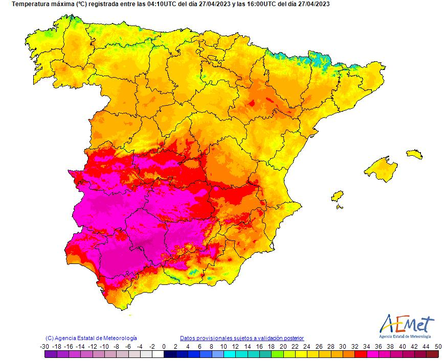 Španělsko zasáhla vedra, teplota v dubnu dosahuje až 39 stupňů Celsia (29.4.2023)