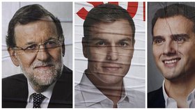 Španělské volby: Zleva šéf lidovců a premiér Rajoy, socialista Pedro Sánchez, Alberto Rivera (Ciudadanos) a Pablo Iglesias (Podemos)