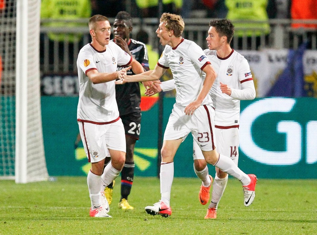 Radost sparťanů brance Krejčího na 1:2, vyrovnávacího gólu se už ale nedočkali.