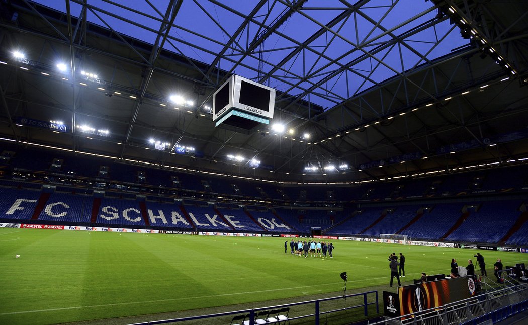 Trénink Sparty před čtvrtečním duelem Evropské ligy na stadionu Schalke 04.