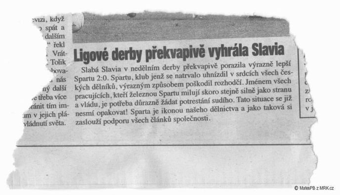 Jak se také psalo o fotbalové Spartě a Slavii Jak se také psalo o fotbalové Spartě a Slavii