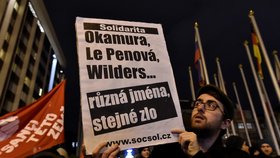 Proti setkání představitelů evropských protiimigračních stran v pátek v Praze poklidně protestuje několik desítek lidí.