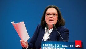 Nová předsedkyně německé SPD Andrea Nahlesová