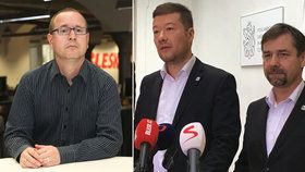 Arabista Ostřanský zkritizoval SPD (vpravo Tomio Okamura a Radek Koten) za slova o zákazu „islámské ideologie“.