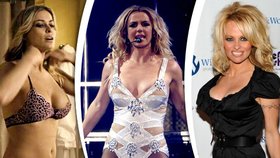 I tyto hollywoodské hvězdy by měly mít strach o svá silikonová ňadra. Zleva: Carmen Electra, Britney Spears, Pamela Anderson