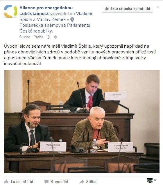 Vladimír Špidla ještě 4. února zahajoval energetický seminář ve sněmovně. O pár dní později zřejmě skončil v nemocnici.