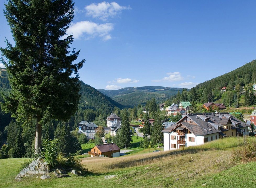 Špindlerův mlýn v Krkonoších, které spadají do Královehradeckého kraje.