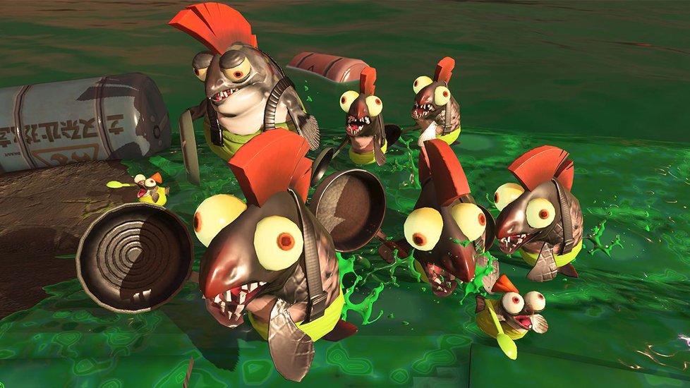 Šíleně zábavný Salmon Run režim.