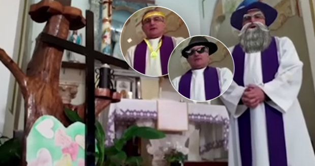 Kněz vysílal mši v podmínkách karantény: Nepodařené video už pobavilo miliony