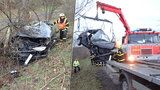 Dva mrtví při nehodě u Havířova: Řidič a spolujezdec nepřežili náraz do stromu
