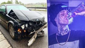 Český rapper měl vážnou nehodu: Na dálnici trefil svodidla ve 120 km/h