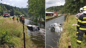 Řidička vjela s autem do řeky u jezu v Herbertově na jihu Čech.