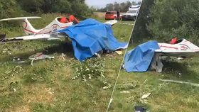 Havárie letadla na Královéhradecku: Pilot musel vrtulníkem do nemocnice