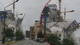 V New Orleans se zřítila část hotelu Hard Rock.