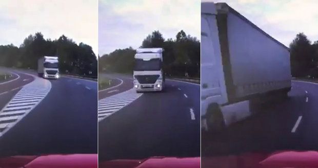 Děsivé video z Karlovarska: Hasičům vyjel v zatáčce do protisměru kamion!