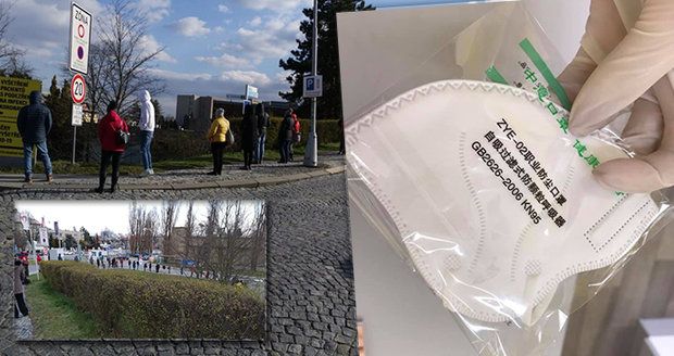 Šílená situace u výdeje respirátorů v Olomouci: Fronta 2 kilometry, sestřičky se třásly zimou
