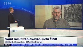 Advokát Zdeněk Altner při komentáři ohledně sporu s ČSSD v České televizi