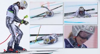 Ledecká super-G po pádu nedokončila, v tréninku si poranila záda. Další slzy v cíli Ledecká super-G po pádu nedokončila, v tréninku si poranila záda. Další slzy v cíli