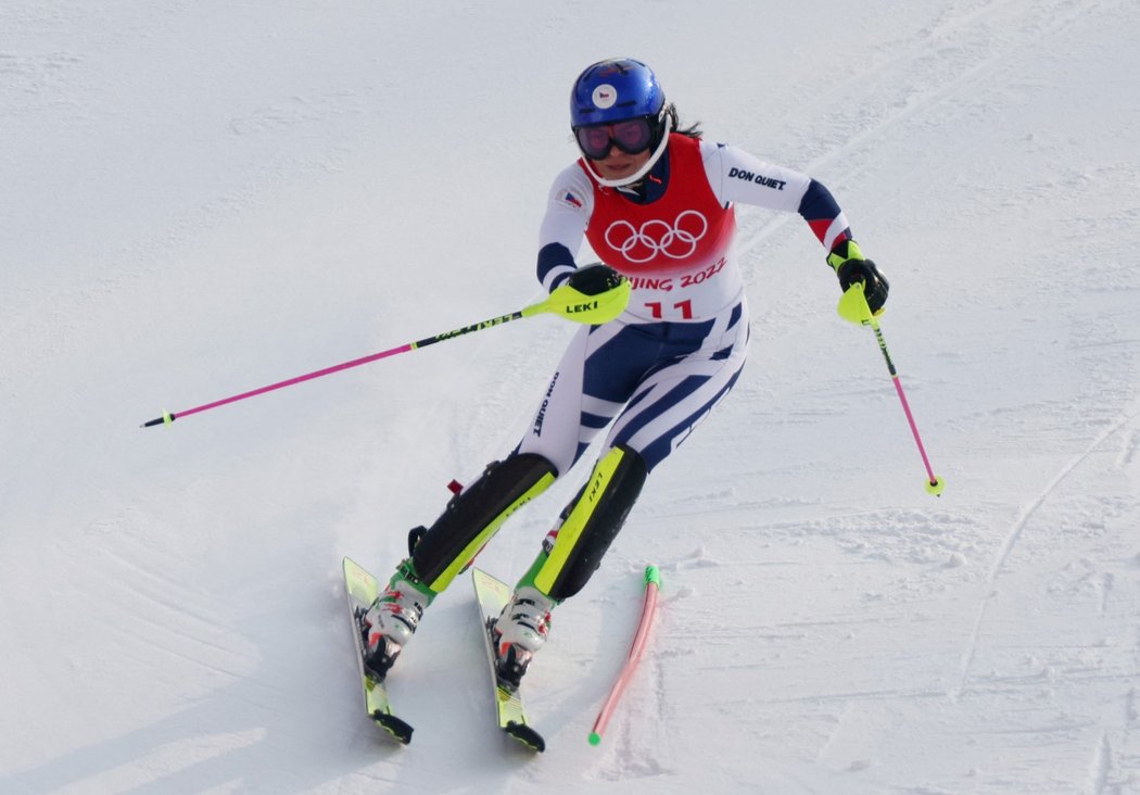 Martina Dubovká během 1. kola slalomu na ZOH v Číně