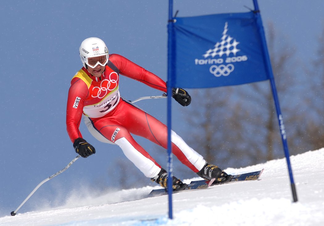 Lyžař Petr Záhrobský mladší během olympiády v Turíně v roce 2006