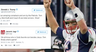 Generál Brady na nebesích. Gratuloval Jágr, Luongo, Trump i Courtois