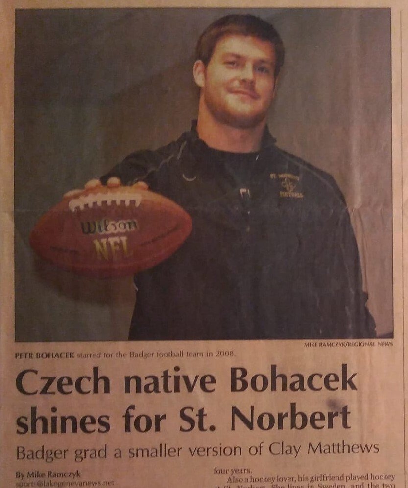 Petr Boháček během své univerzitní kariéry hrával na St. Norbert College