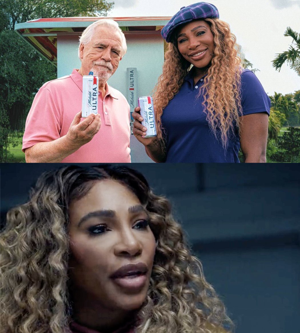 Serena Williamsová během reklam Super Bowlu