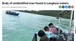 Článek malajsijského webu o nálezu mrtvého mužského těla v moři