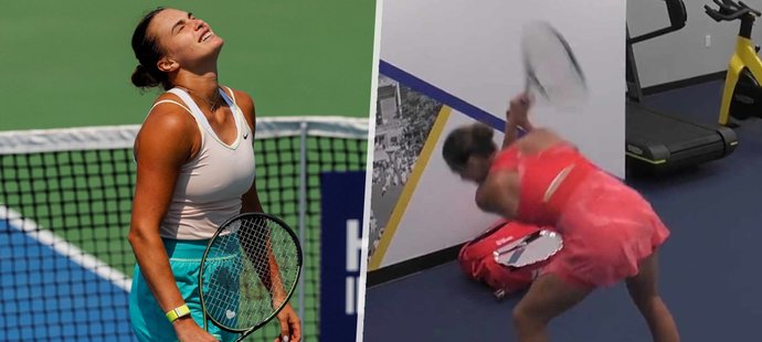 Světová jednička Aryna Sabalenková roztřískala raketu po spackaném finále US Open