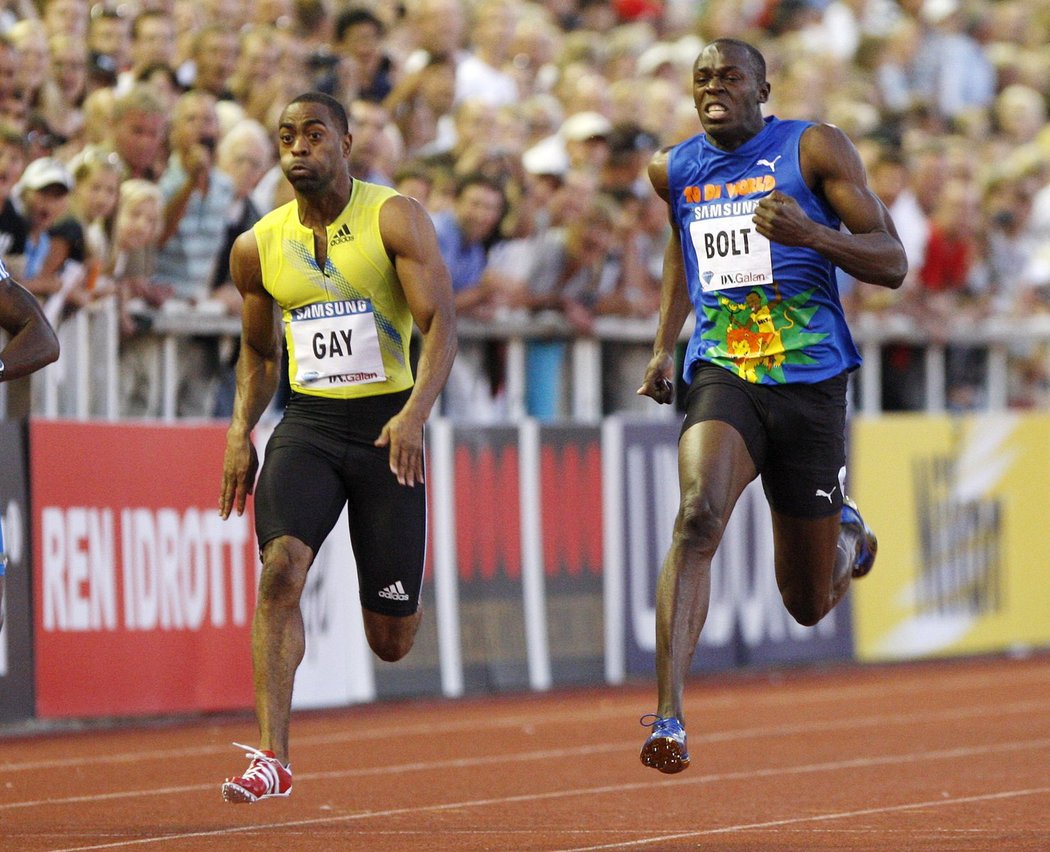 Tyson Gay (vlevo) přiznal, že ho deprimuje závodit v době, kdy je jeho soupeřem fenomenální Usain Bolt.