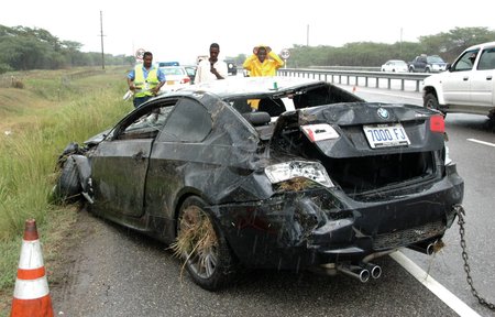 Nabourané auto jamajského sprintera Usaina Bolta.
