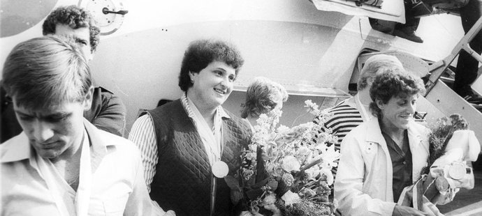 Medailisté z MS v Helsinkách 1983: Jozef Pribilinec, Helena Fibingerová a Jarmila Kratochvílová