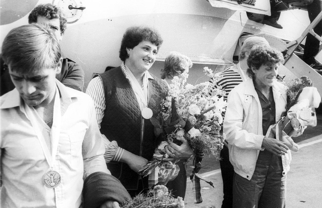 Medailisté z MS v Helsinkách 1983: Jozef Pribilinec, Helena Fibingerová a Jarmila Kratochvílová