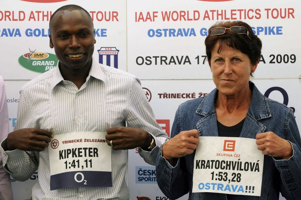 Světoví rekordmani v běhu na 800 metrů Jarmila Kratochvílová a Wilson Kipketer.