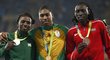 Trojice medailistek na trati 800 metrů žen na olympiádě v Riu
